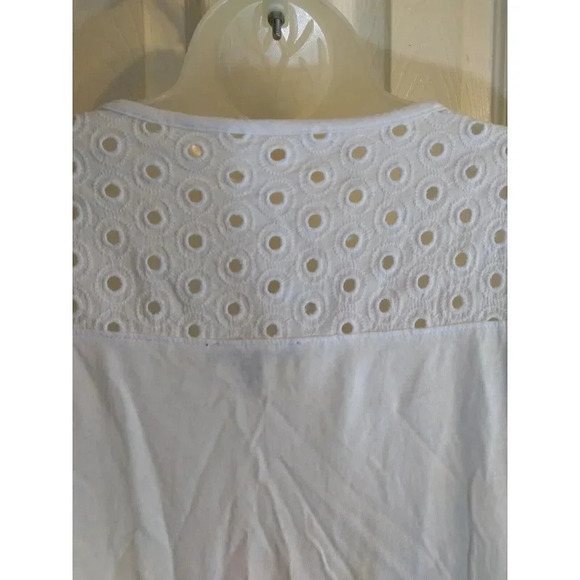 Lane Bryant Top White Eyelet Neck And Hem Sz 20 Bust 40 Length 27 Milkmaid Peasa - Picture 5 of 9